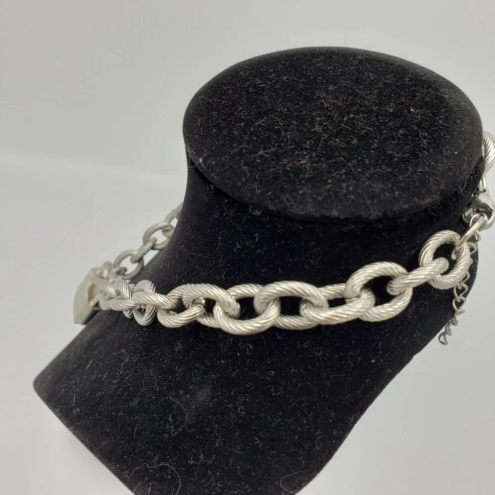 Authentic Louis Vuitton Padlock w/Unbranded Stainless Steel Plated Silver Chain - Picture 4 of 10
